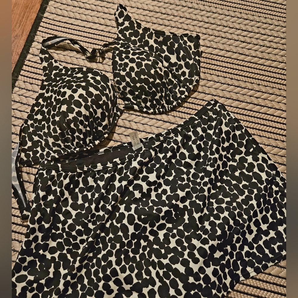 Early 2000's Black and White Polka Dot Bikini Set